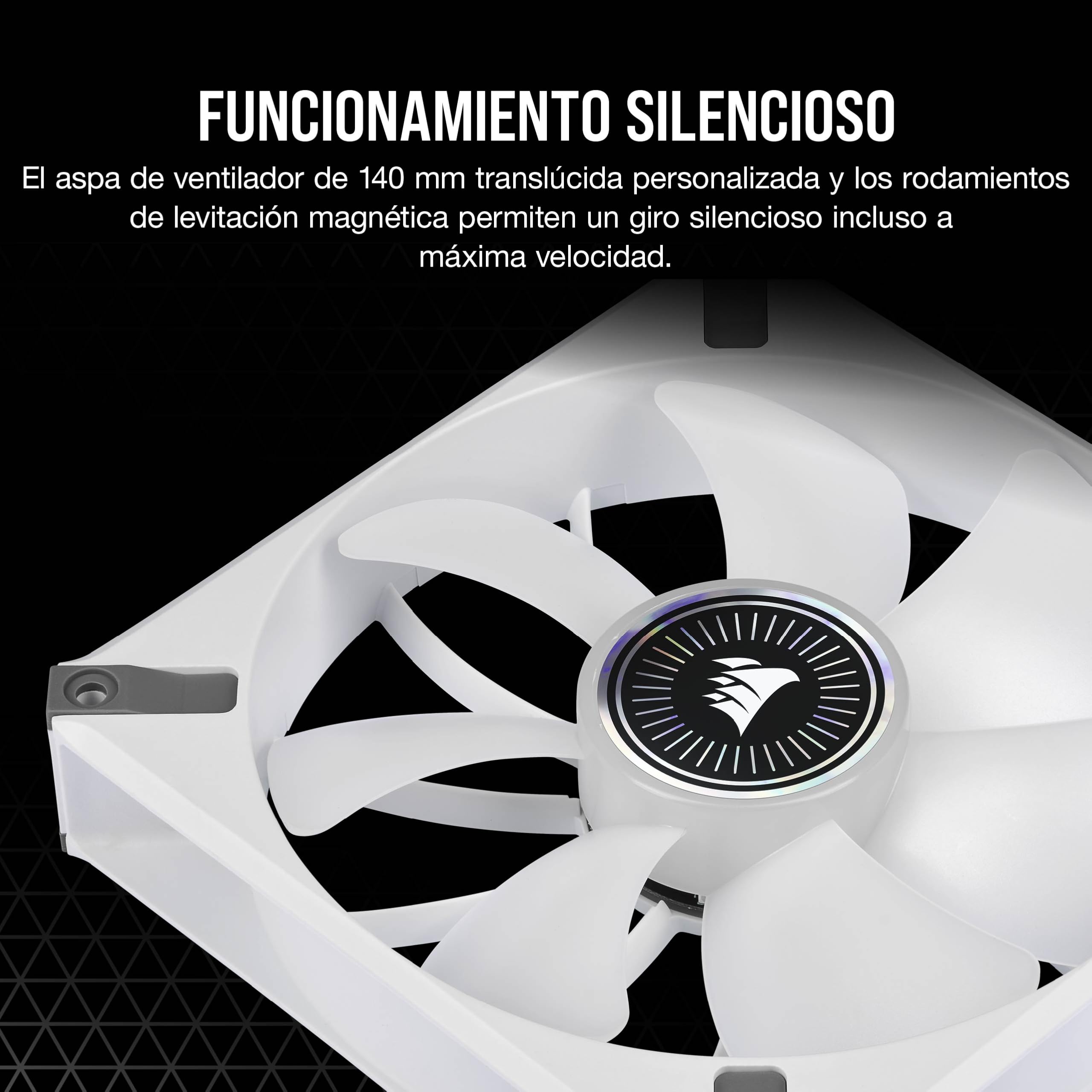 Corsair iCUE ML140 RGB ELITE Ventilador PWM (Tecnología AirGuide de Corsair, Cojinete de Levitación Magnética, Bajo Nivel de Ruido, iCUE Lighting Node CORE Incluido) Paquete Doble - Blanco