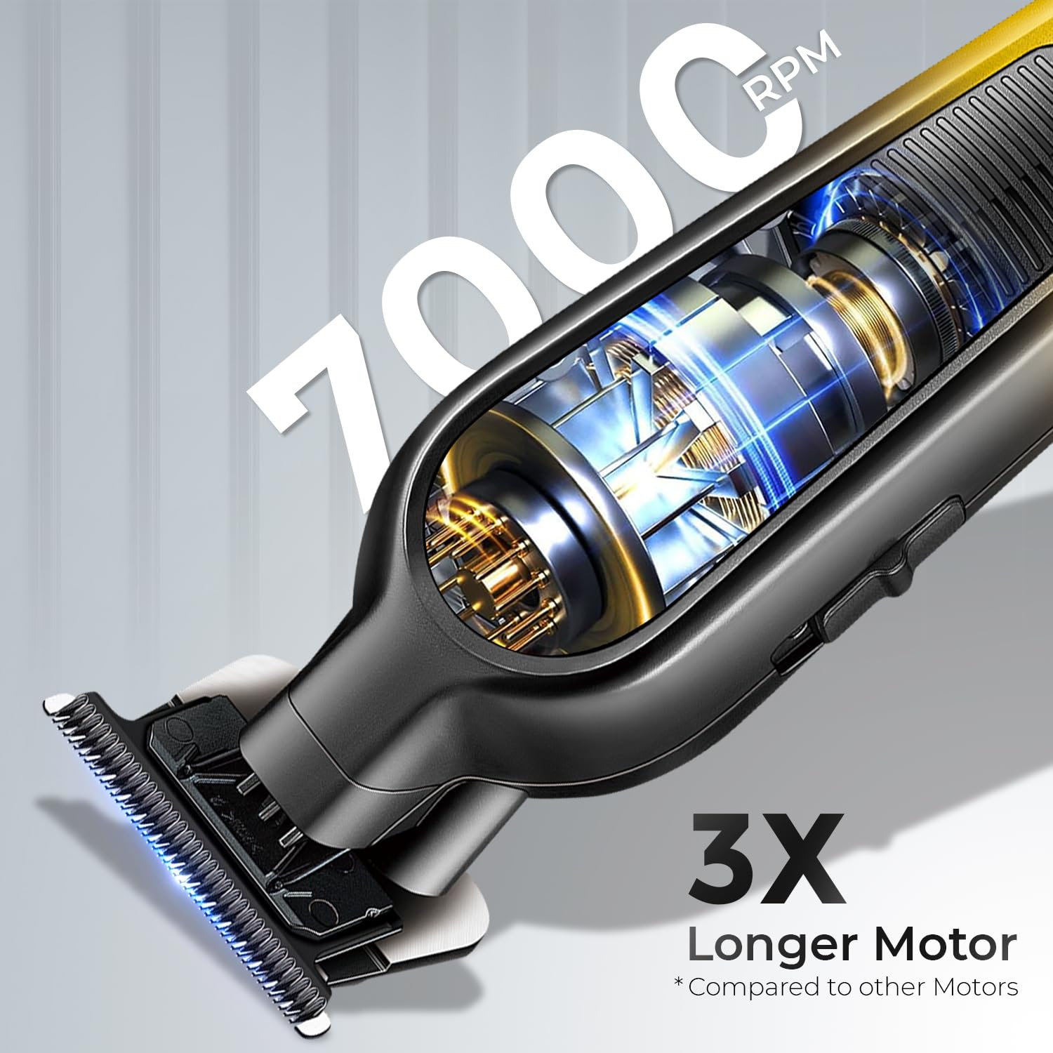 Internu view of VGR V-996 Hair Trimmer showing the 7000 RPM motor