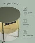 VASAGLE LILEA Collection - Table ronde avec borne de recharge, Table de chevet moderne avec panier en tissu, LED Lumière et USB Ports, vert forêt et blanc crème ULET227C01