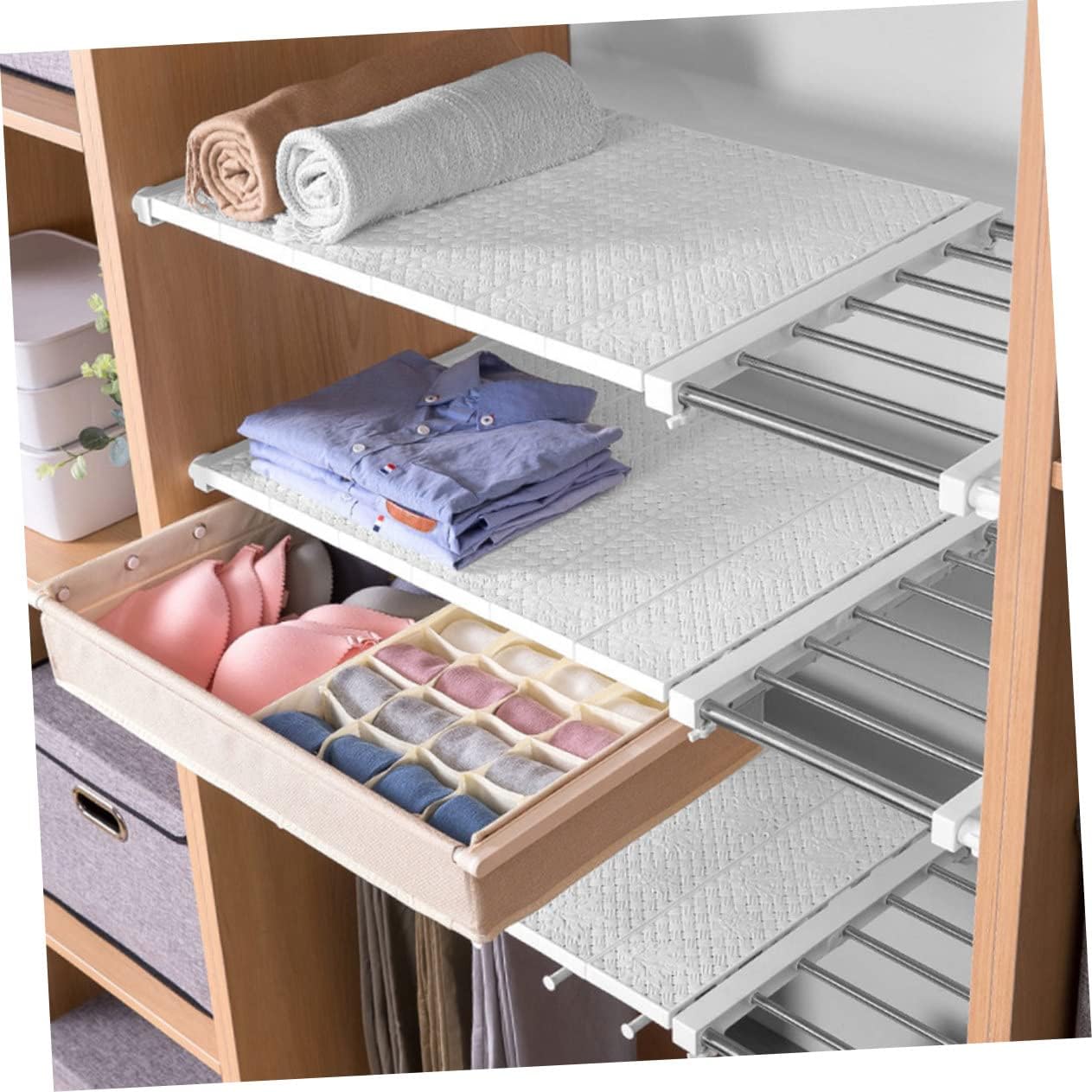 1pc Expandable Shoe Rack Retractable Storage Partition Closet Dividers for Shelves