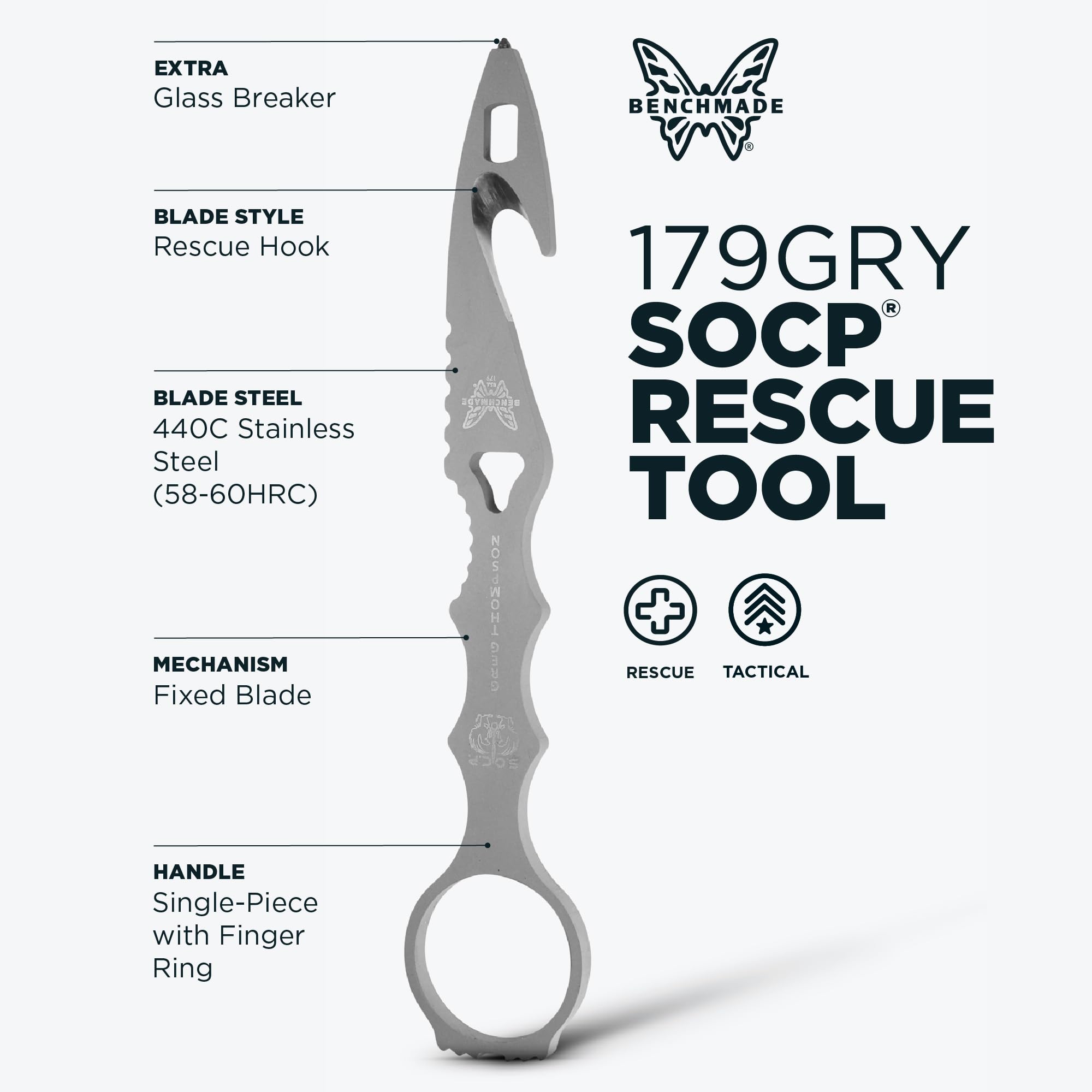 LEATHERMAN - Benchmade - SOCP レスキューツール 179 N/A ブラック Amazon.com : Benchmade SOCP Rescue Tool Rescue Knife, 440C Steel