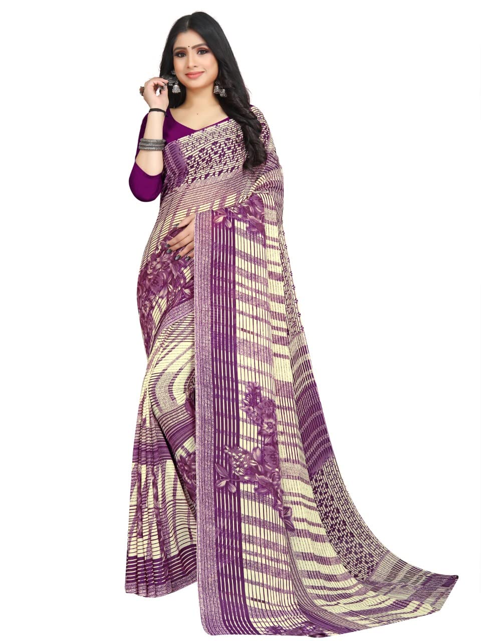Texture IndiaWomen's Georgette Designer Printed Saree With Unstitched Boluse Piece
