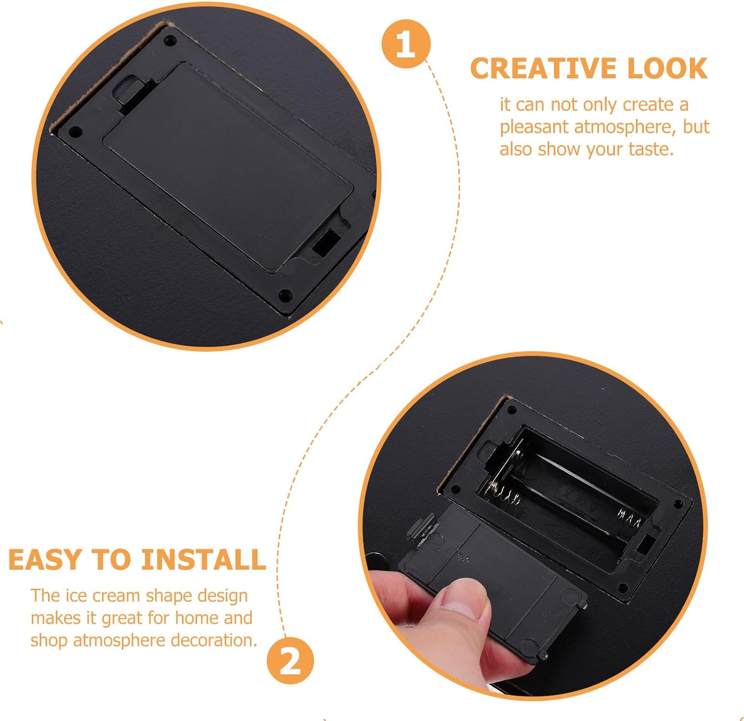 LED Ice Cream Advertising Board Wall Decor, Creative Iron Flashing Light Sign for Cafe and Home, Battery-free Retro Style Neon-like LED Lighted Sign