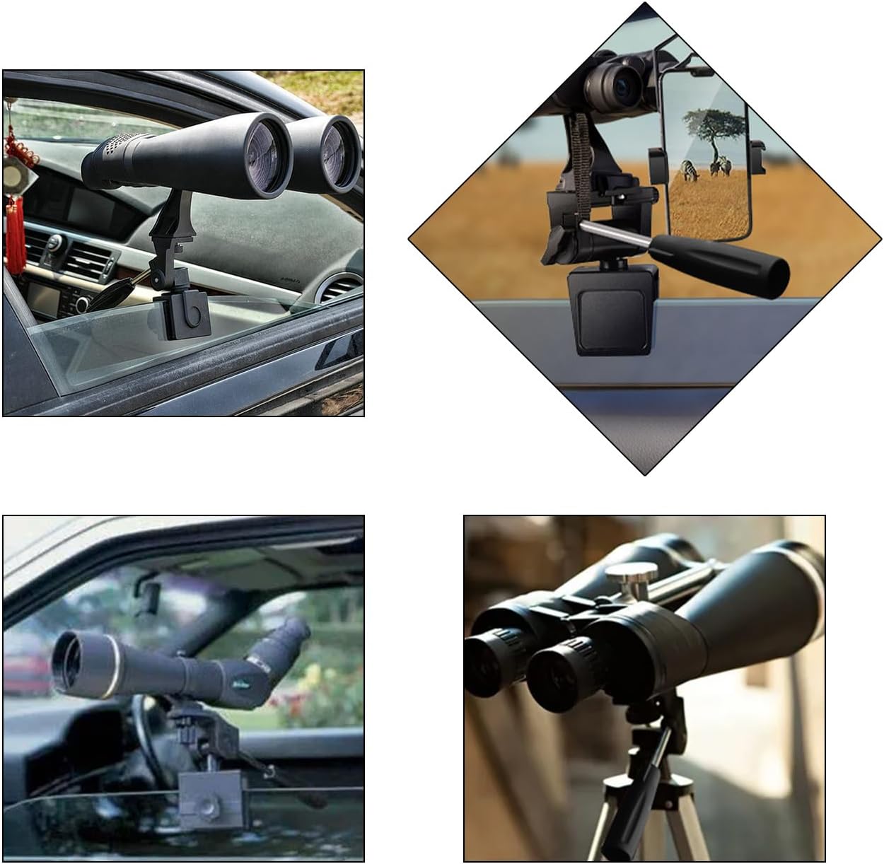 Car Window Mount for Spotting Scope Adjustable Vehicle Window Mount Clamp for Monocular Binocular Telescope Camera (Type 2)