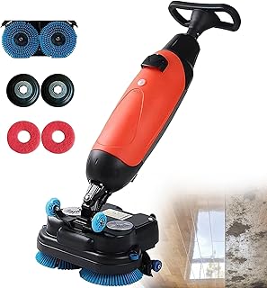 Elektrische Bodenreinigungsmaschine, 43 cm, Doppelbürsten, 36-V-Akku, 1200 m²/h, für Fliesen und Hartböden Red