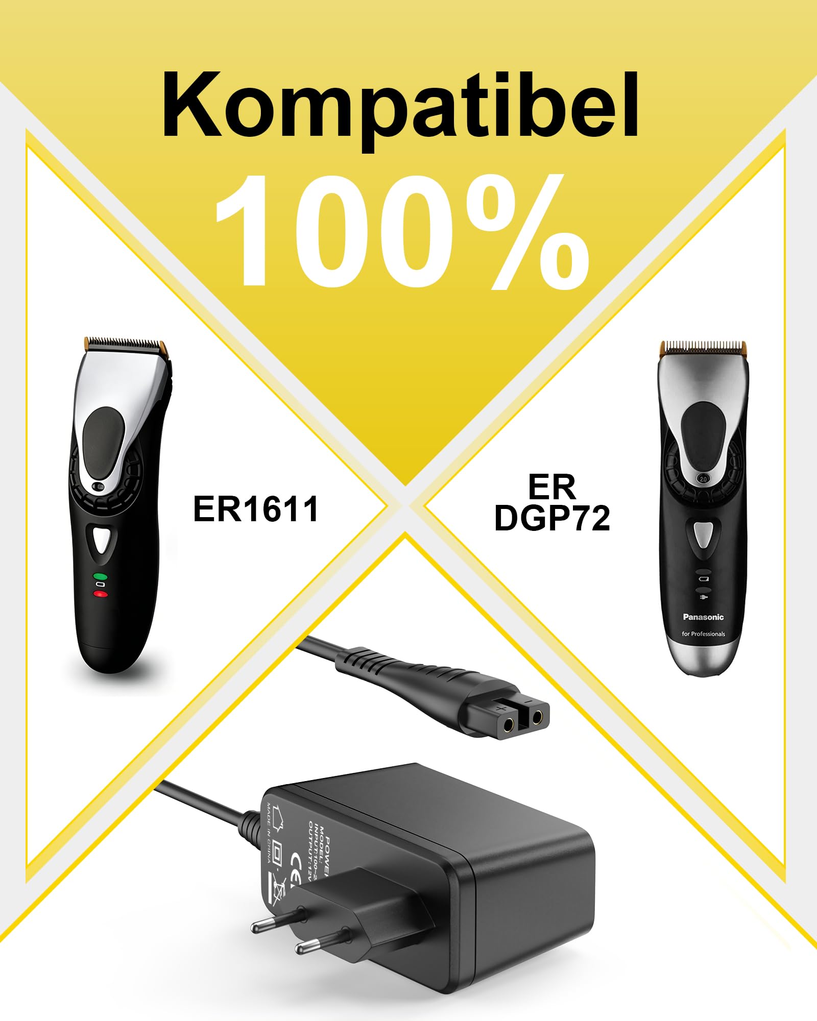 Caricatore per Panasonic ER1611, ER1611K801, ER1611K803, ER-DGP72 (RE9-39), alimentatore di rete 3,6 V, 1,5 A