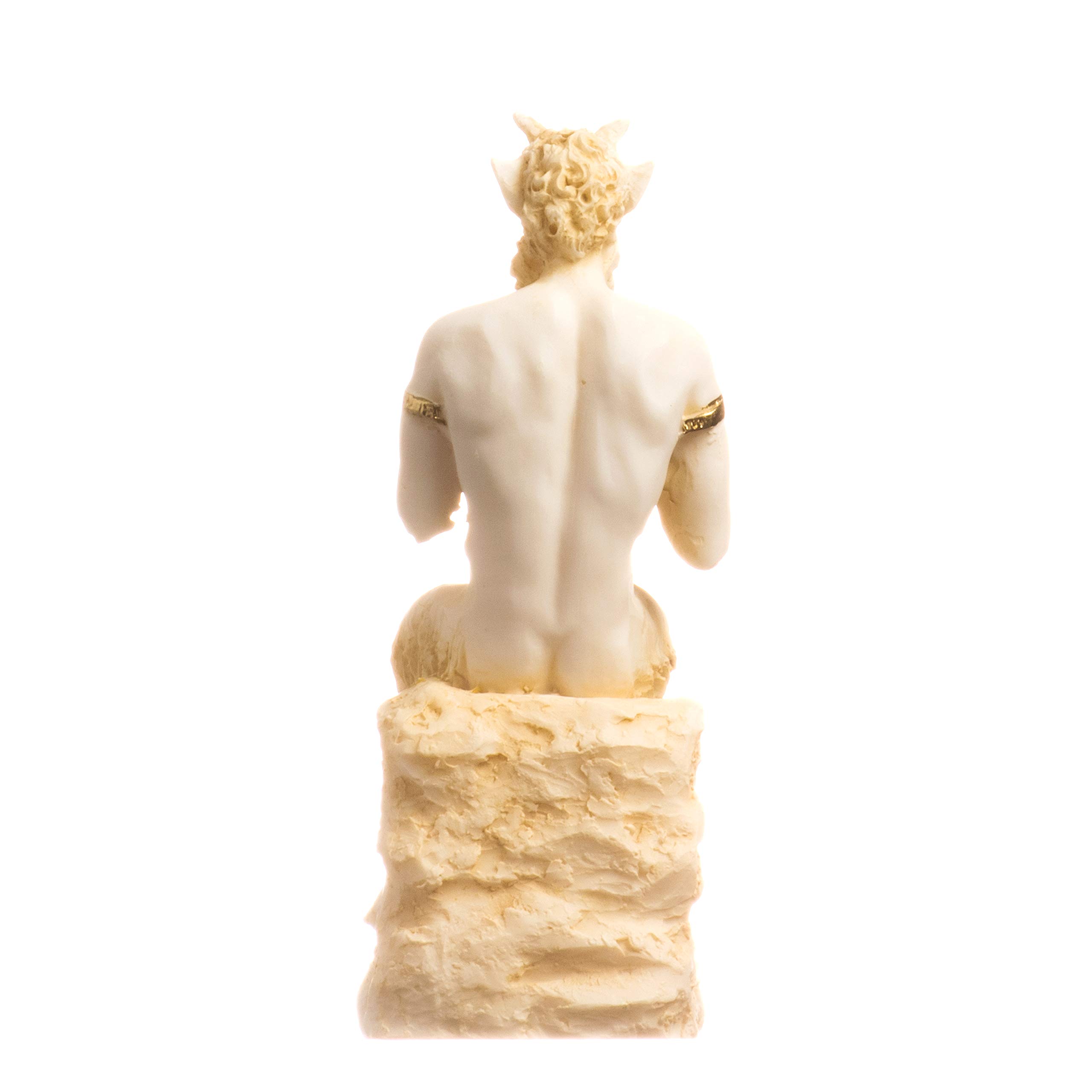 BeautifulGreekStatues Satiro Pan Panas Statua Greca Romana Fatta a Mano in Alabastro Oro Figura Maschile 12cm