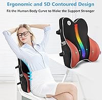 Vista 6 de Almohada de apoyo lumbar para silla de oficina, respaldo de espuma viscoelástica para silla, asiento de automóvil, silla de computadora, sillón