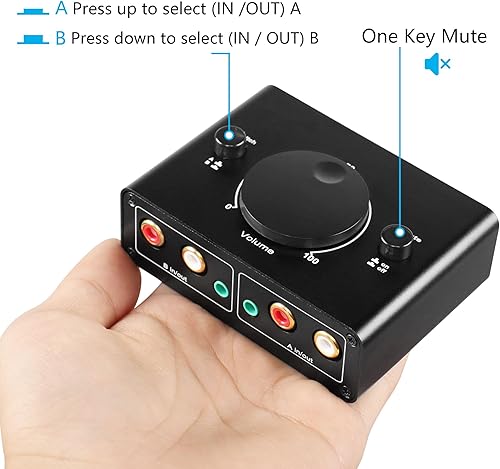 Miniatura 2 de CERRXIAN R Conmutador de audio estéreo RCA bidireccional de 2 vías de 0.138 in, 2 entradas, 1 salida1 entrada, 2 salidas, caja de conmutación de