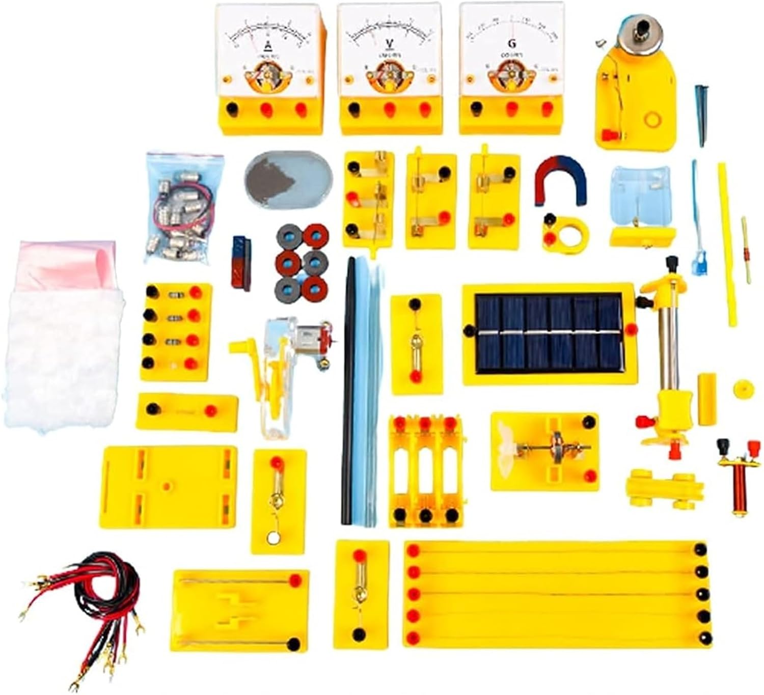 Electricity Experiment Box Set Single-Pole Double-Throw Switch Electromagnetic Electric Bell Ampere Experimental Device Multifunctional Base Five Row Resistance Law