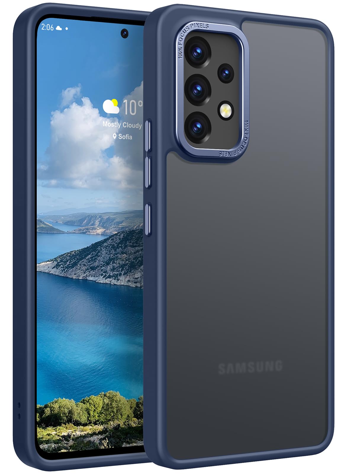 Rayboenfor Samsung Galaxy A53 5G Case, Translucent Frosted Hard Back Silicone Edge Skin Feel Anti-Scratch Protective Slim Phone Cover for Samsung A53 5G, Matte Blue