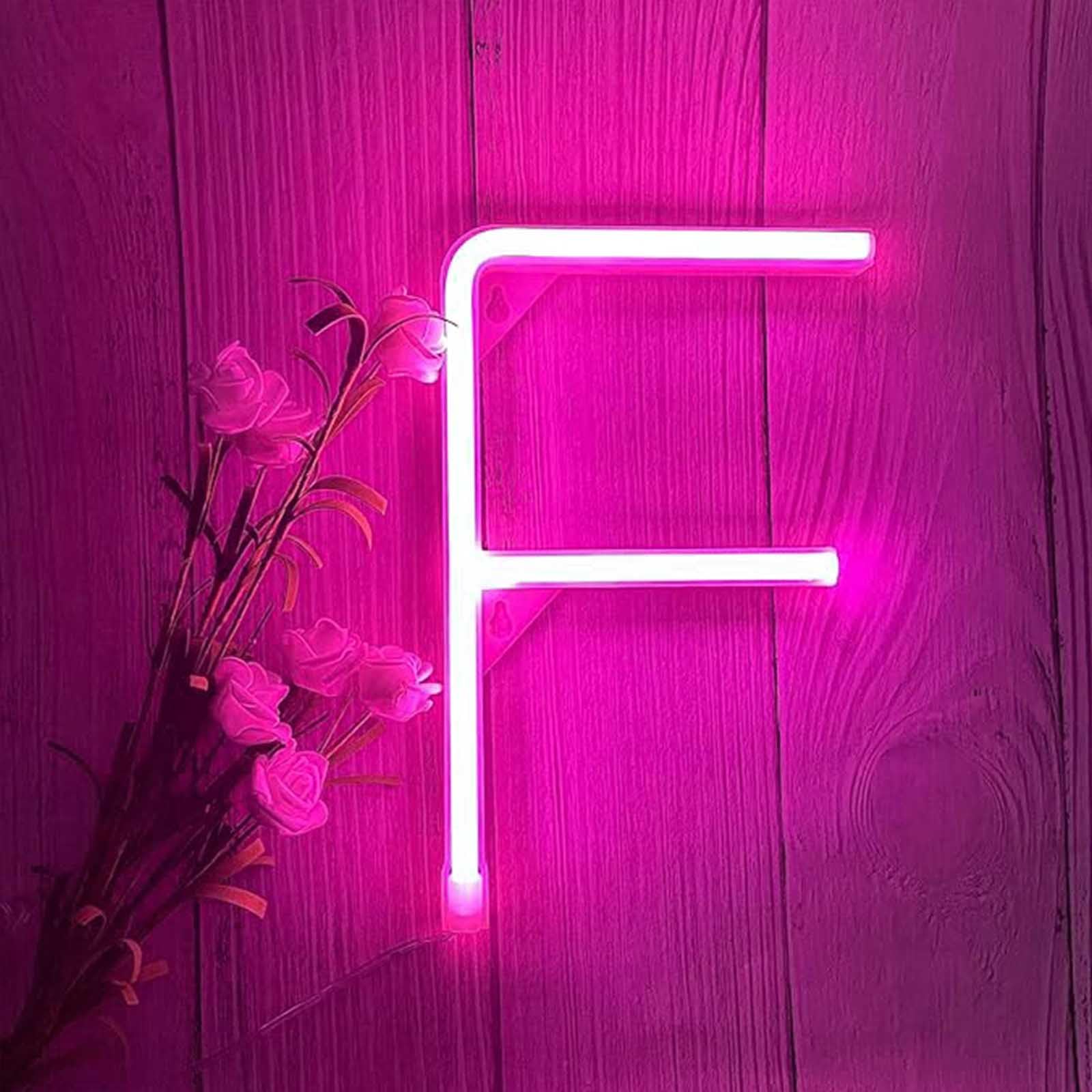 Aesthetic Pink Neon Light for Her Girls Room Wall Decor & Photo Booth Backdrop Custom Letter Sign with USB Cord Birthday Gift for Women Teen（Letters F) — image 1