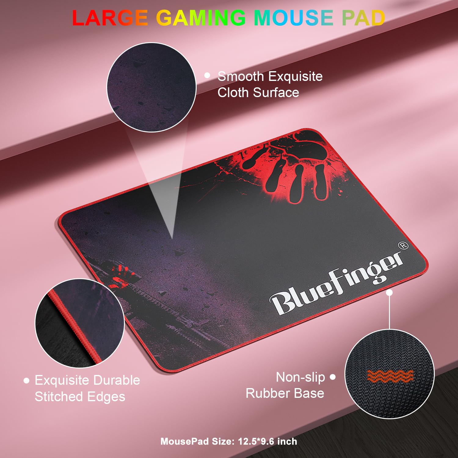BlueFinger Tastiera da gioco RGB e mouse retroilluminato, con cavo USB, set da gioco a LED per laptop, PC, giochi e lavoro (bianco e rosa)