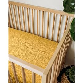 Mini Crib Sheets for Baby, Fitted Pack N Play Mattress and Mini Cribs 24 x 38, Neutral Muslin Cotton Mini Crib Mattress Sheet with Boho Style, Soft and Breathable Comfort (Mustard Yellow)