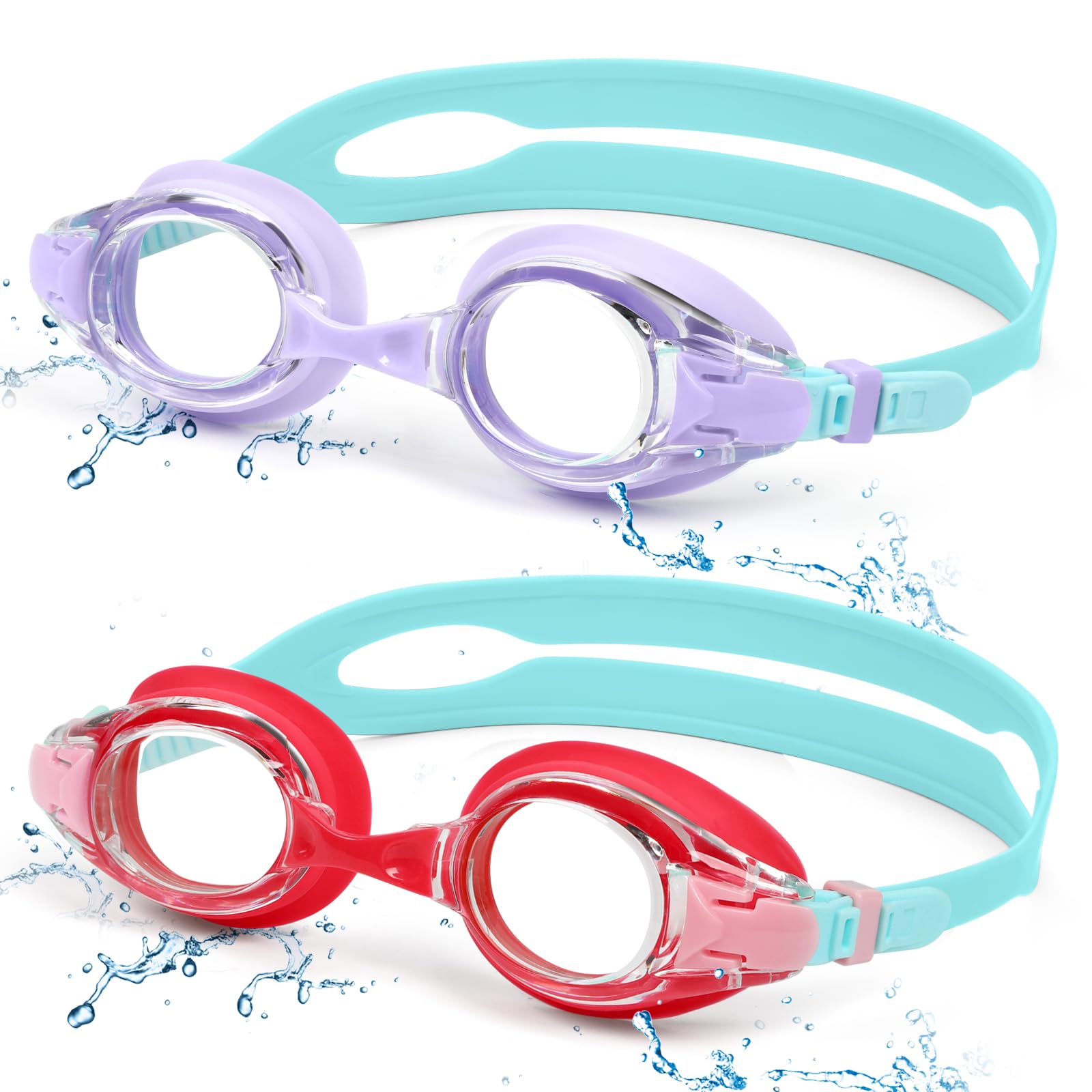 Aegend 2 Pack Kids Goggles, Swimming Goggles for Kids Age 4-16 Boys and Girls Youth, Anti-Fog Waterproof Anti-UV Pool Goggles