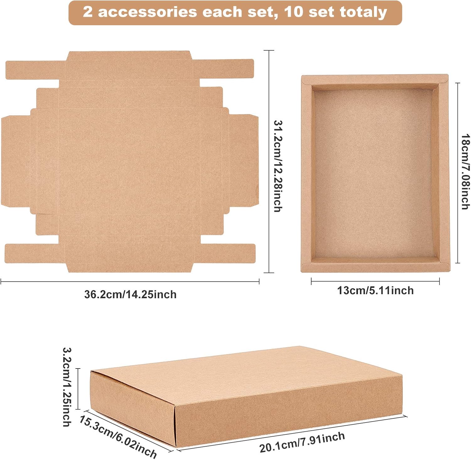 BENECREAT 10 Pack Kraft Paper Drawer Box 20x15x3cm Brown Soap Jewelry Candy Snacks Boxes Small Gift Boxes for Gift Wrapping Birthday - Image 5