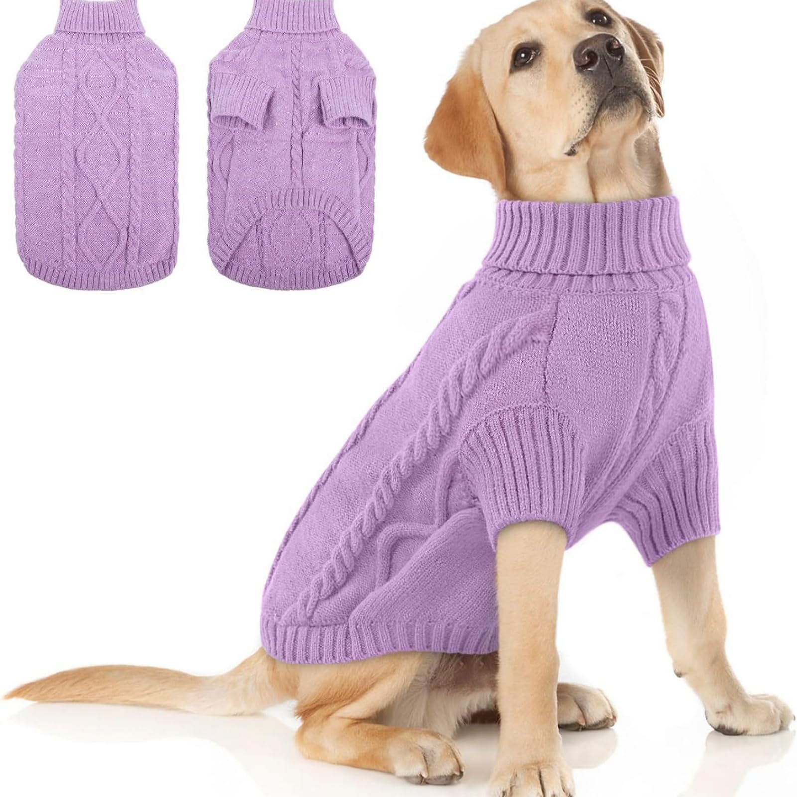 Hixingo Dog Knitted Jumper for Large Medium Small, XS-5XL Puppy Knitted Jacket Soft Warm Lightweight Winter Coat for Cold Weather Pets Male or Female (Purple,4XL)