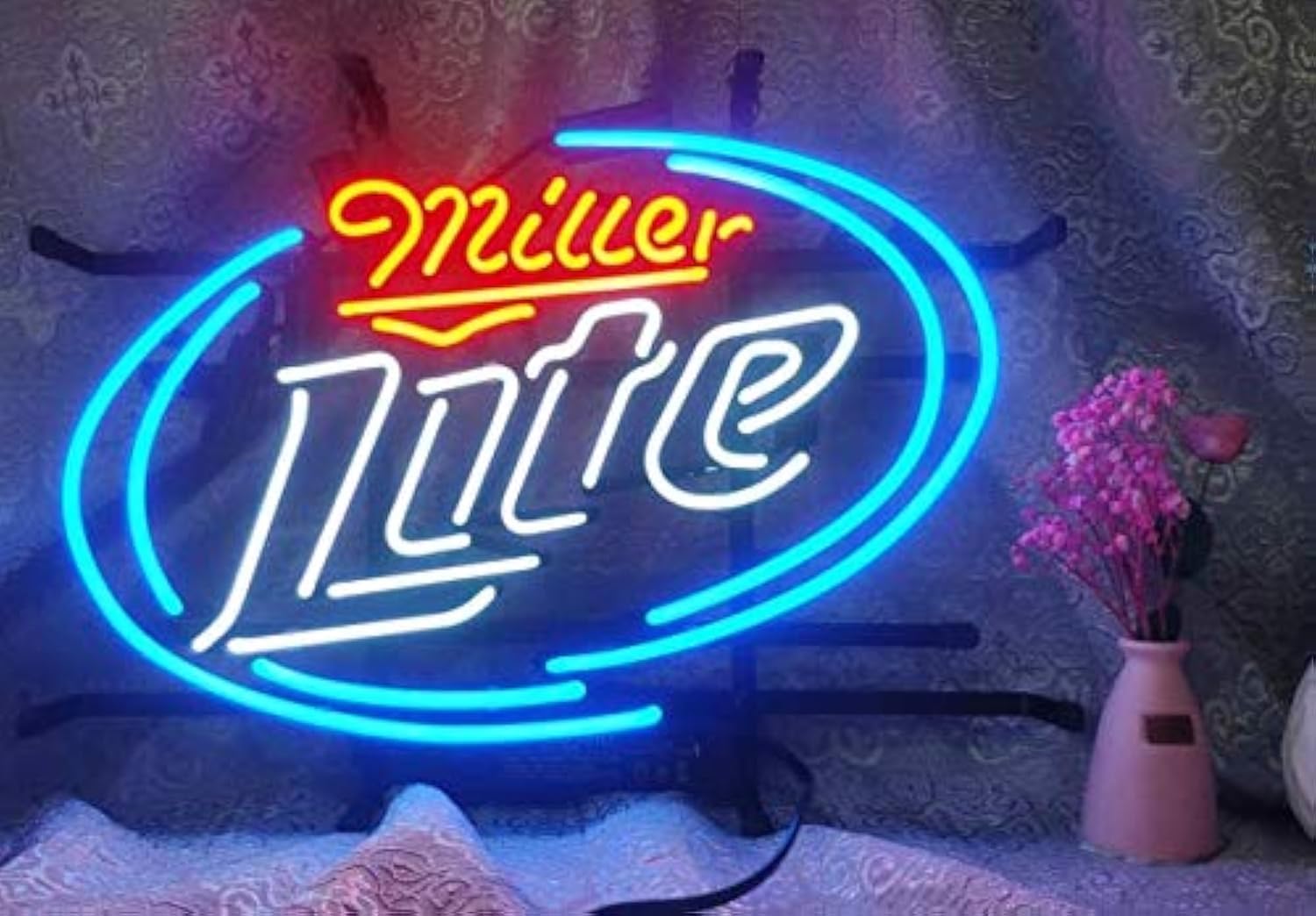 ML Real Glass Neon Signs 17”×13” bar Signs for Home Bedroom Garage Neon Decor Wall Window Neon Lights, Striking Neon Lights for Bar Pub Game Room