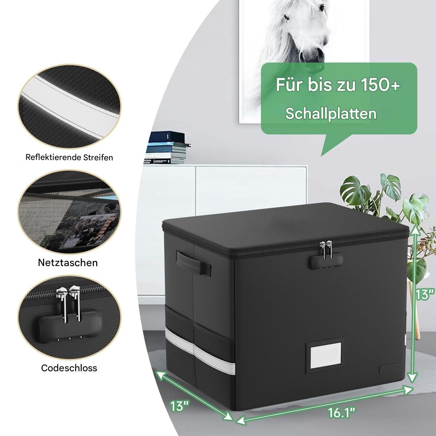 Casse Per Vinili Ignifugo Resistente All'Acqua Grande Capacità | Organizer Ignifugo Impermeabile Resistente Per Oltre 150 Dischi In Vinile Da 12 Pollici Portadocumenti Organizer Custodia