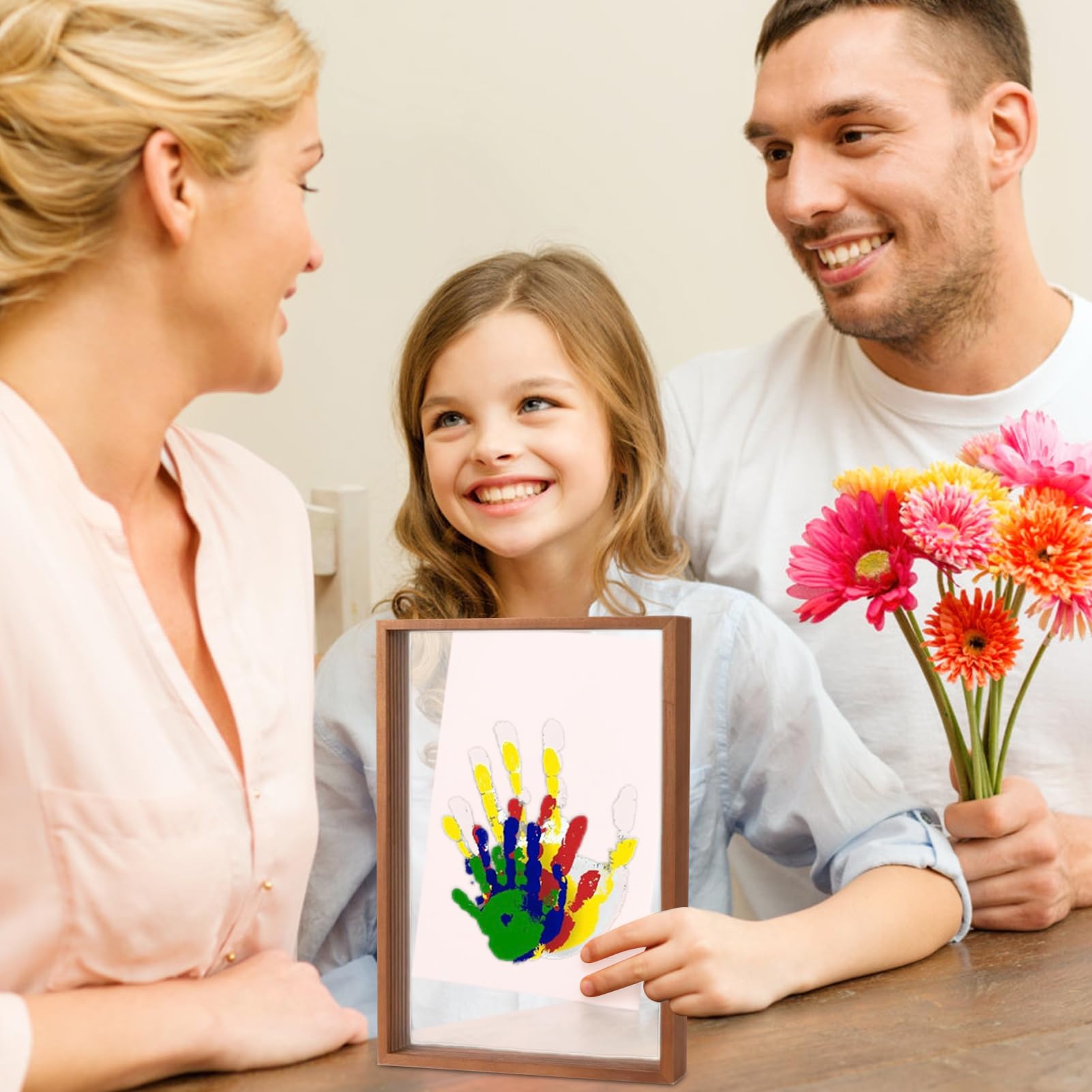 Handprint Kit cornice trasparente da appendere | Kit per la famiglia con stampa a mano per doccia, genitori, compleanno, Natale, adozione anniversari