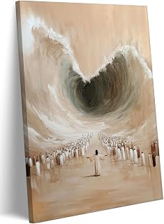 Framed Jesus Canvas Wall Art Moses Parting The Red Sea Wall decor pictures Modern Christian Bible Story Poster Prints for Living Room Bedroom Home Decorations (12x16in Canvas)