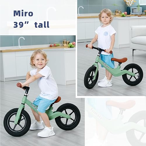 Miniatura 5 de Bicicleta de equilibrio para niños de 3 a 5 años, ajustable, sin pedales, con neumáticos inflados de 12 pulgadas, perfecta para niños y niñas, Negro
