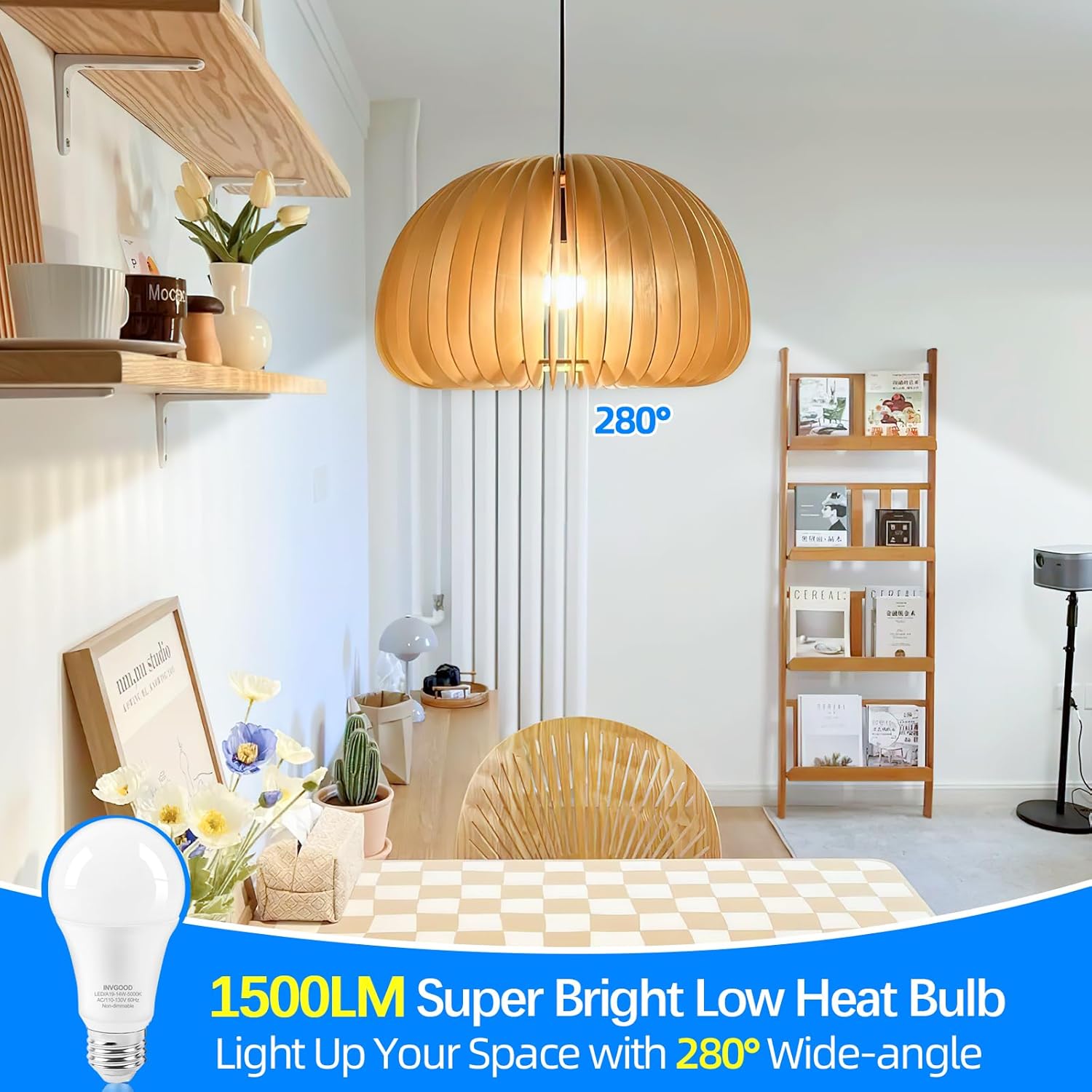 14W A19 LED Light Bulbs 100-125 Watt Equivalent, 12 Packs 1600LM Bright 5000K Daylight White LED Bulbs, E26 Medium Base Bulbs for Home Office Bedroom Kitchen, CRI 90+, Non-Dimmable