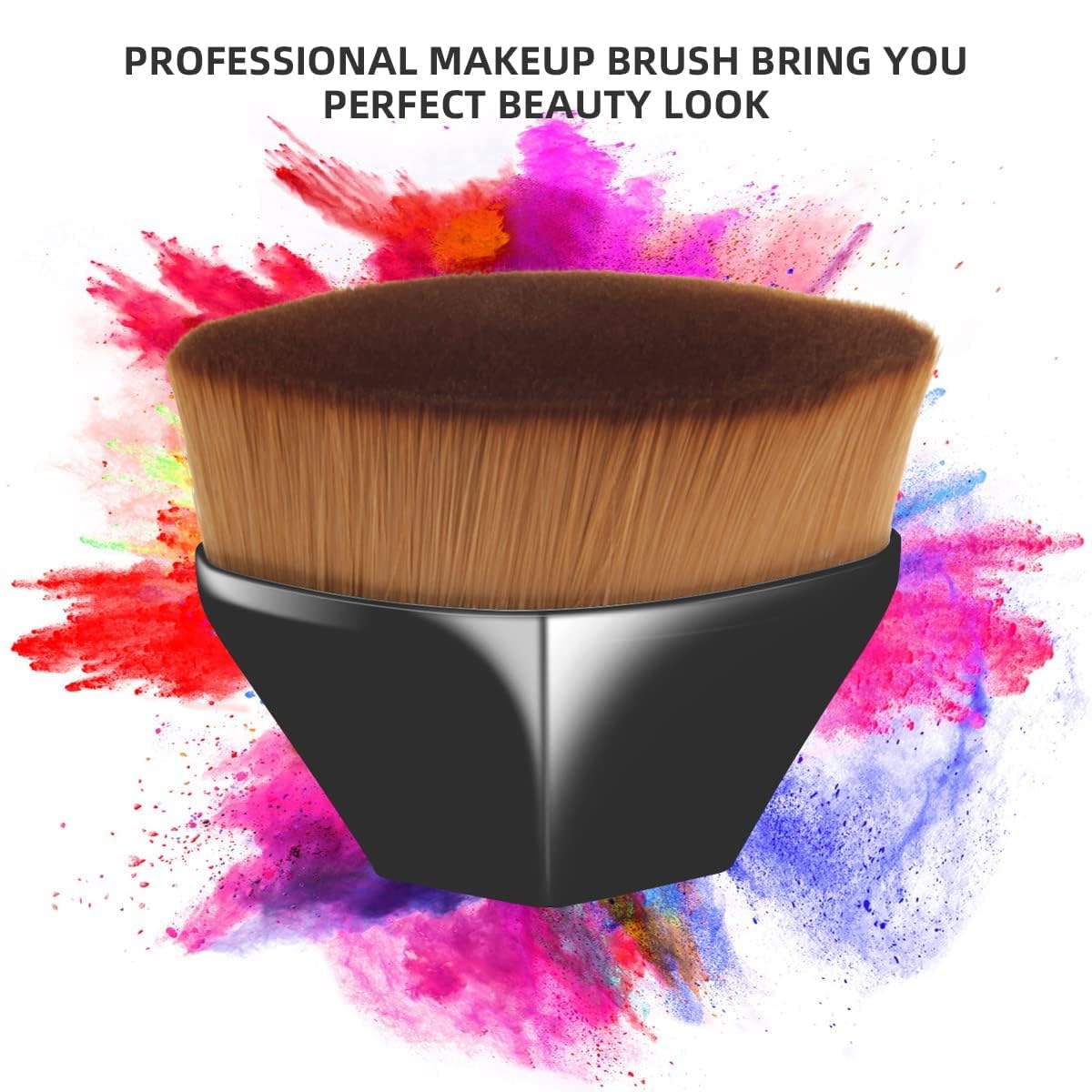 NYLI Professional Foundation Makeup Brush Flat Top Kabuki Hexagon Face Blush Liquid Powder Foundation Brush for Blending Liquid - Cream or Flawless Powder Cosmetics with Bonus Protective Case 1