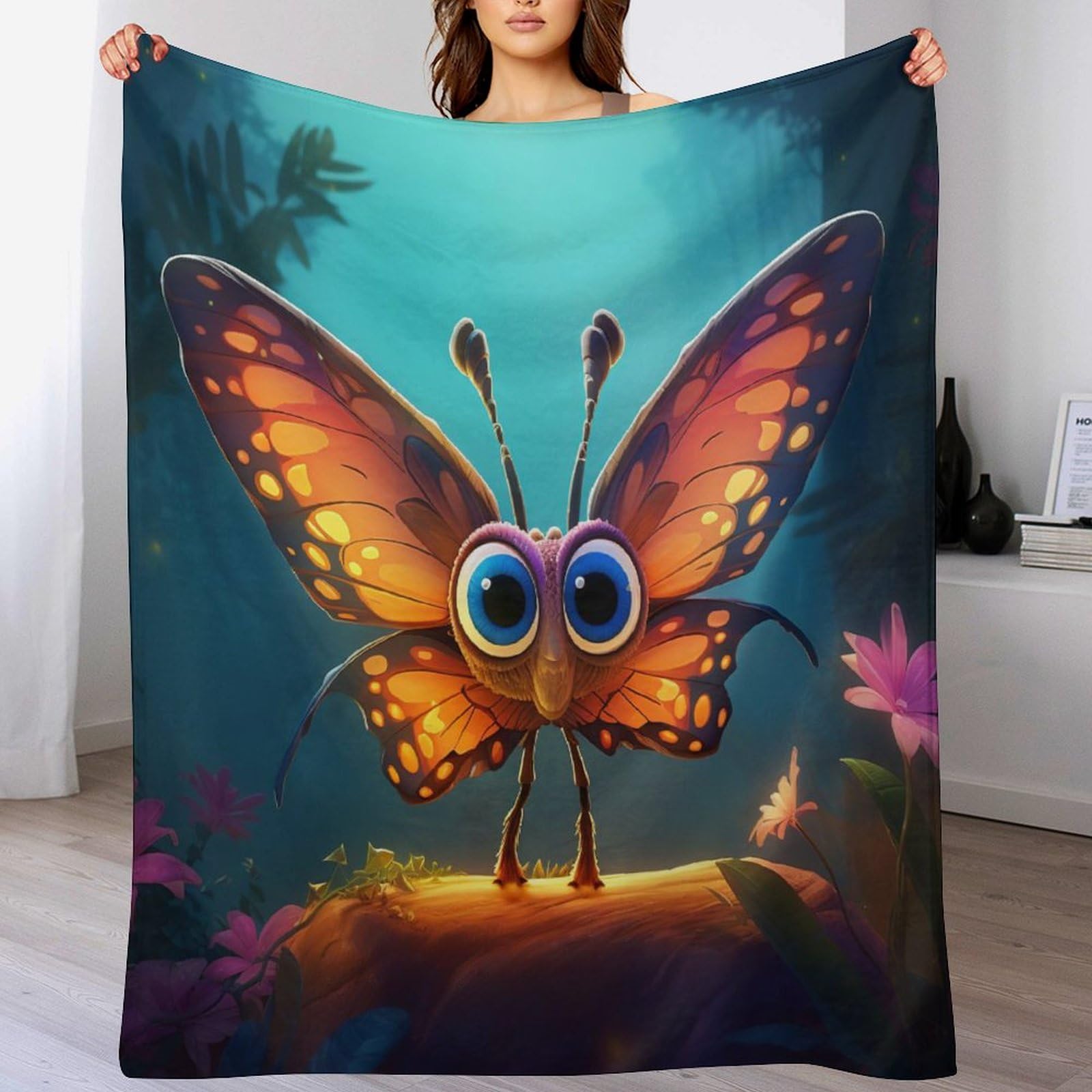Couverture Polaire Papillon 130x180cm Finis les Frissons sur le Lit avec ce Plaid Flannel Doux