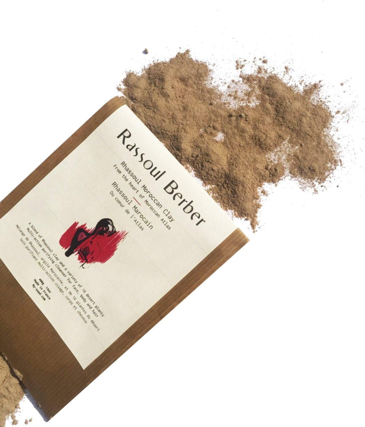 Berber Rhassoul Clay Hair & Facial Mask (Ghassoul) 50 Gr- A blend of Rhassoul and a variety of 16 desert plants. A 100% Organic All Natural Face and Hair Wash & Clay Mask. Best Deep Pore Facial Cleanser, Blackhead Remover & Pore Minimiser