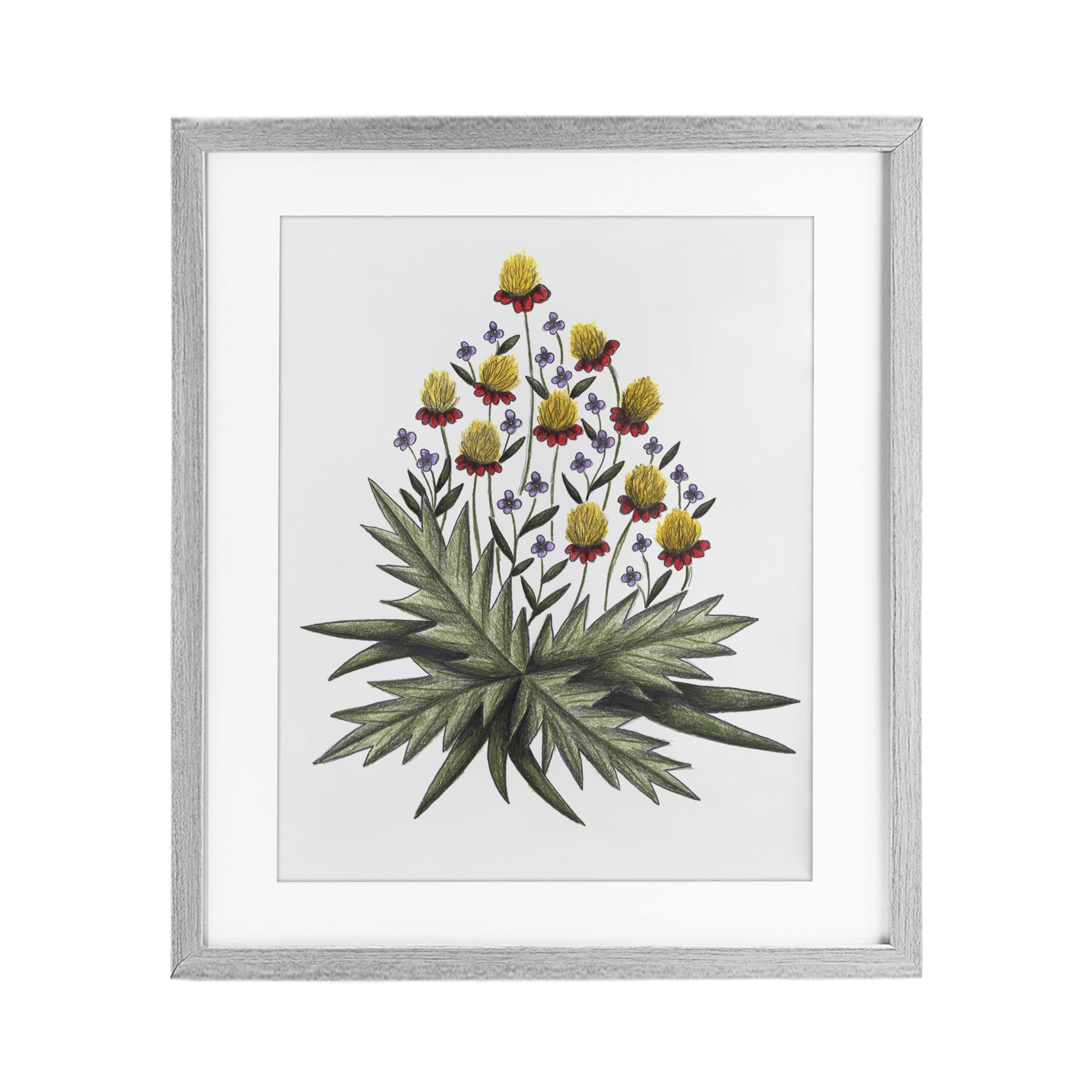 Impression de fleurs sauvages jaunes par Cecilia Battaini, cadre Stupell 21x17 cm