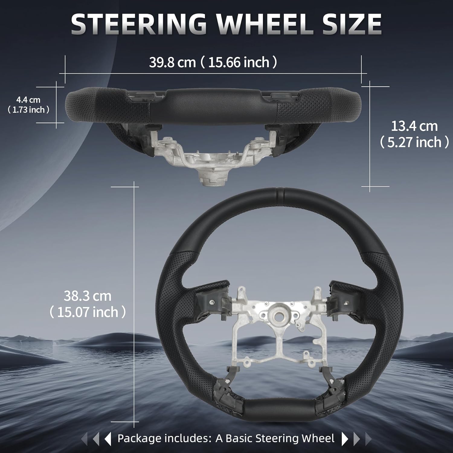 Full Leather Steering Wheel for Toyota Prado LC150 2010-2017/Tundra 2014-2021/Tacoma 2012-2023/4Runner 2010-2024 Steering Wheel Black Perforated Leather Black Positioning Line (Without Heating)