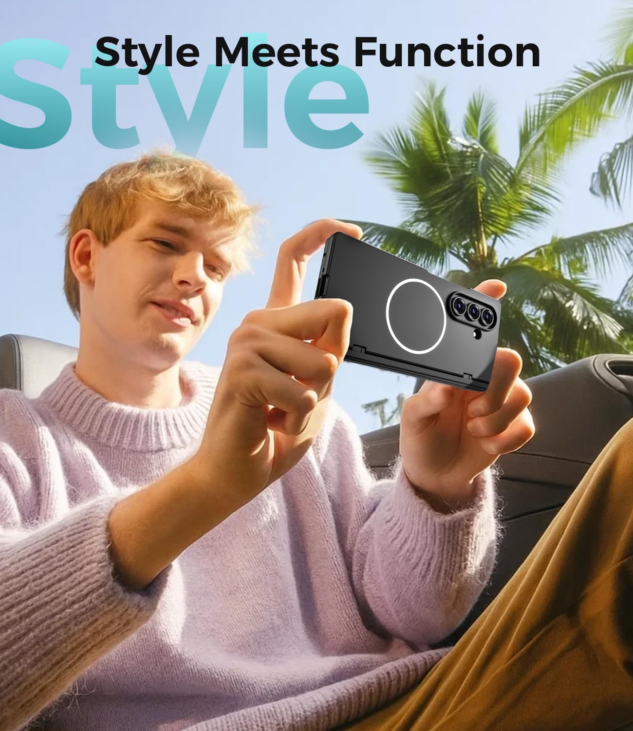 Goton Magnetic for Samsung Galaxy Z Fold 7 Case with Privacy Screen Protector + HD Screen Protectors, [Compatible with MagSafe] Full Body Shockproof Slim Cover with Hinge Protection, Black