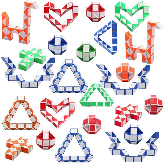 Viccess 24 Pack Magic Snake Cube Mini Snake Speed Cube Toy 24 Wedges Twist Puzzle Toys Educational Toy for Kids, for Girls and Boys,Party Favours Party Bag Fillers(Random Color)
