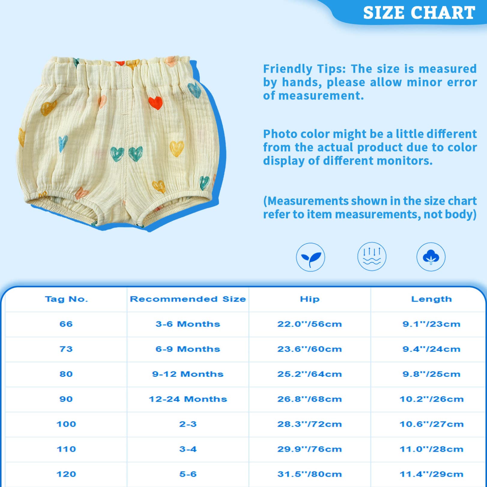 Kaerm Boys Girls Cute Baby Bloomers Toddler Summer Shorts Training Diaper Cover Briefs Underwear Black Heart 2-3 Years
