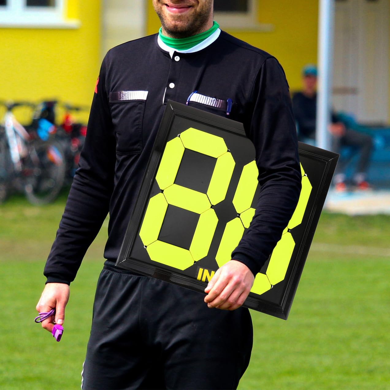 Tabellone Segnapunti Manuale per Arbitri Calcio Numeri Fluorescenti Kit da Arbitro di Calcio in PP Resistente Compatto e Visibile per Sostituzioni e Sport di Squadra