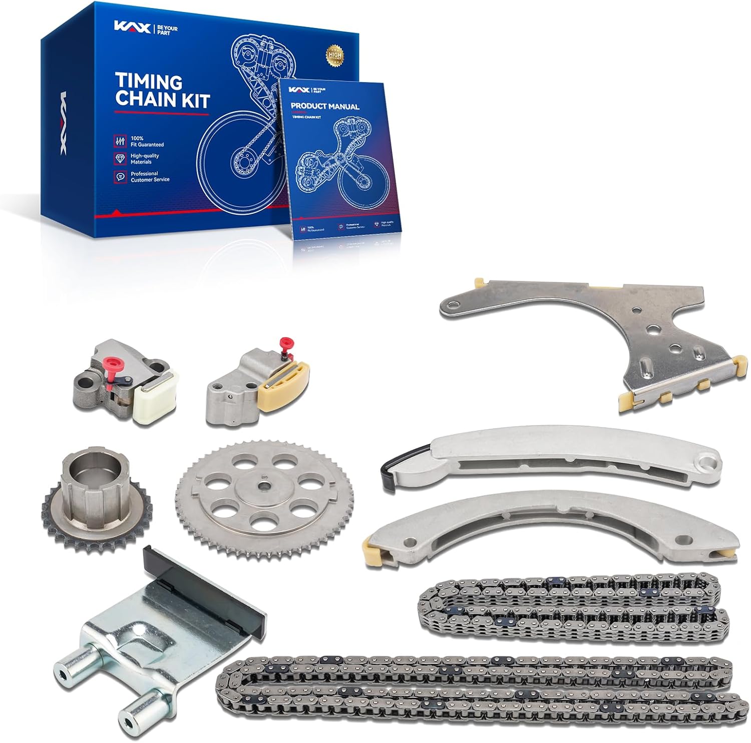 KAX Engine Timing Chain Kit W/Tensioner for Chevy Colorado 2007-2012, GMC Canyon 2007-2012, Isuzu i-290 2007-2008, Hummer H3T 2009-2010, i-370 2007-2008 2.9L 3.7L, OE# 9-0195SA, TS0195A BG5504