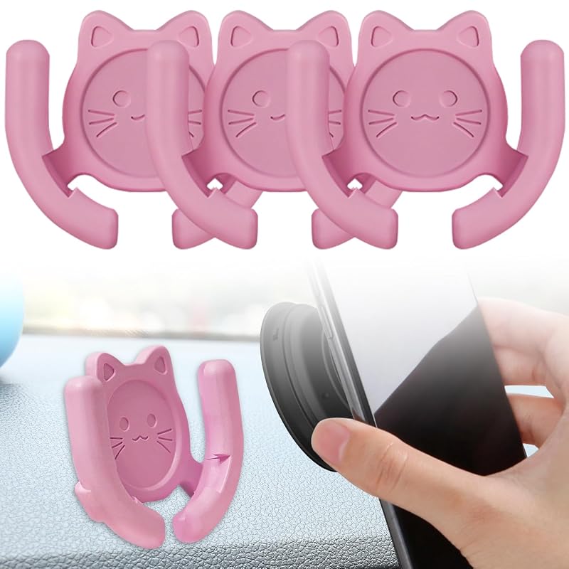 Suporte adesivo para celular em superfícies múltiplas compatível com Popsocket HOMEFOX rosa, kit com 3 unidades