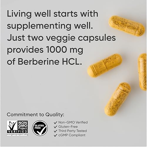 Miniatura 4 de Sports Research Berberina - Apoyo metabólico ayurvédico a base de hierbas para la salud - 1000 mg - 60 cápsulas - Certificado vegano, sin gluten,