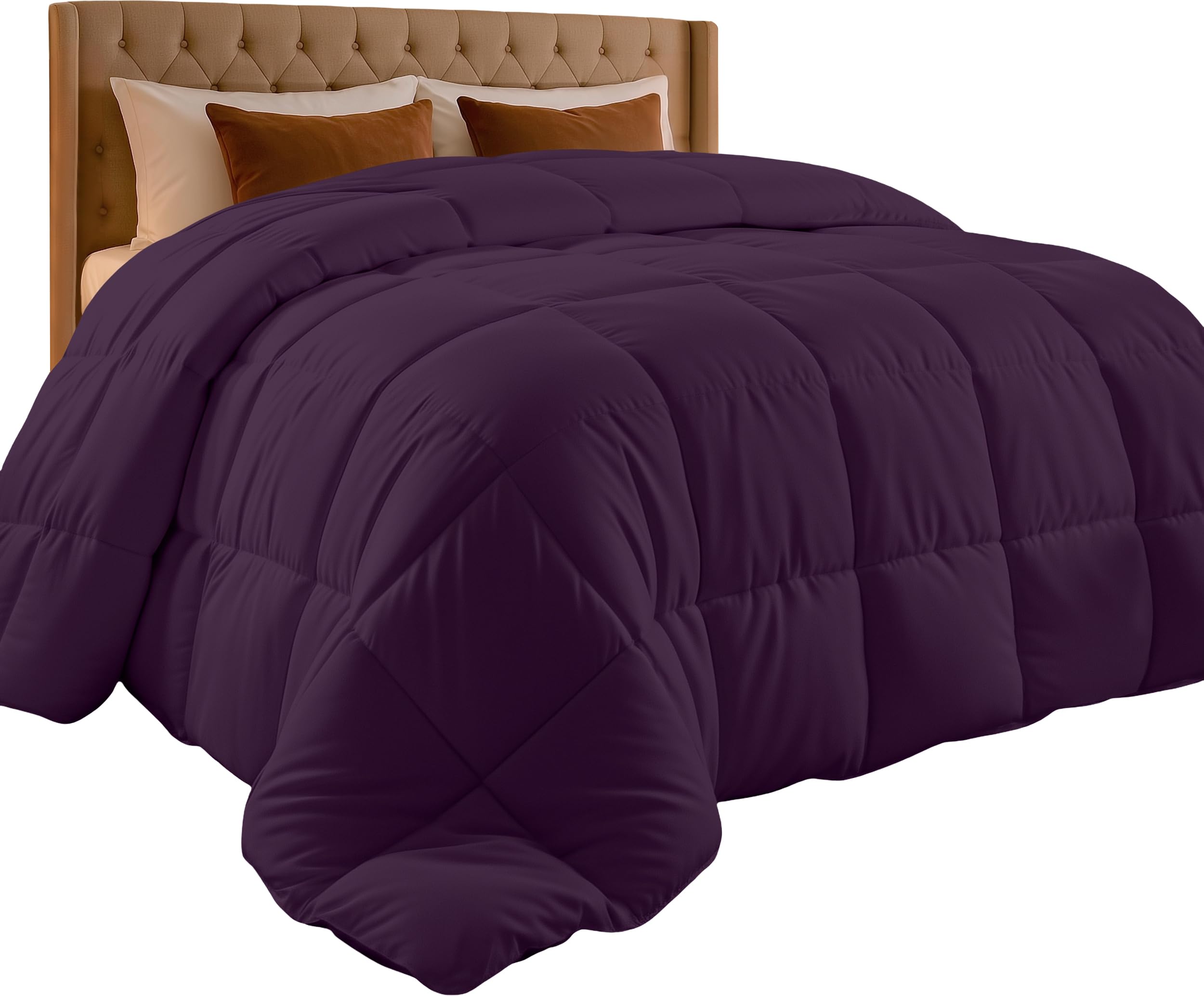 Utopia Bedding Comforter Duvet Insert - Quilted Comforter with Corner Tabs - Box Stitched Down Alternative Comforter (Queen, Plum/Purple)