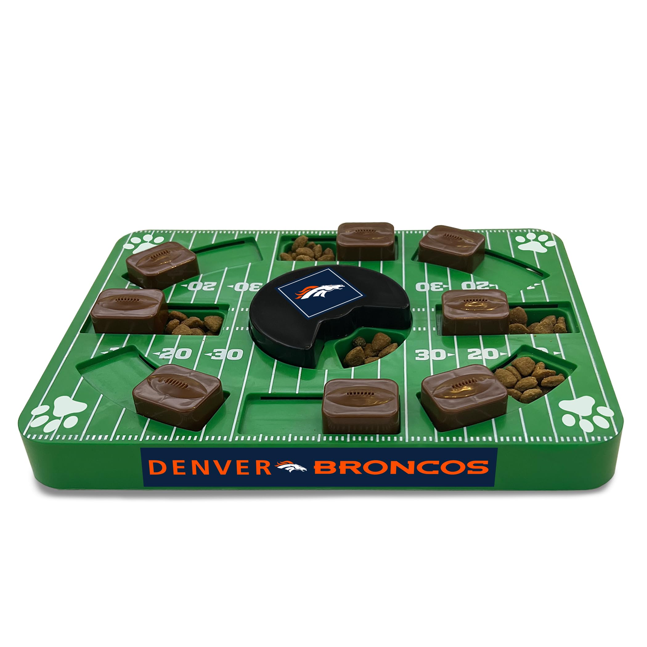 Pets First NFL Denver Broncos Puzzle Toy for Dogs, Slow Feeder Board for Pets, Interactive Doggie Treat Toy