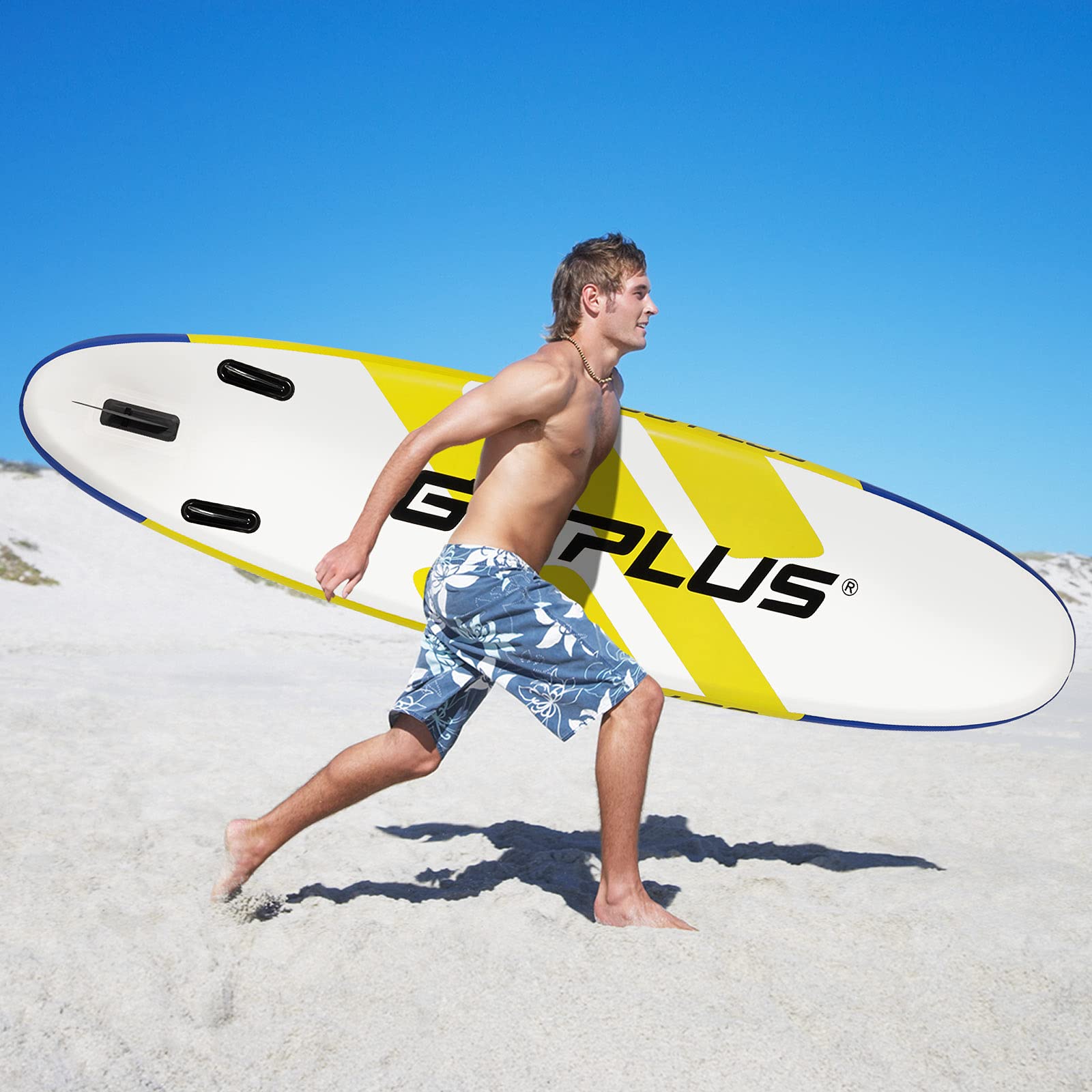 COSTWAY SUP Gonfiabile Adulti 305/335 cm, Stand Up Paddle Gonfiabile con Pinne, Leash, Pagaia, Pompa, Kit di Riparazione e Borsa, Carico Massimo 110 kg