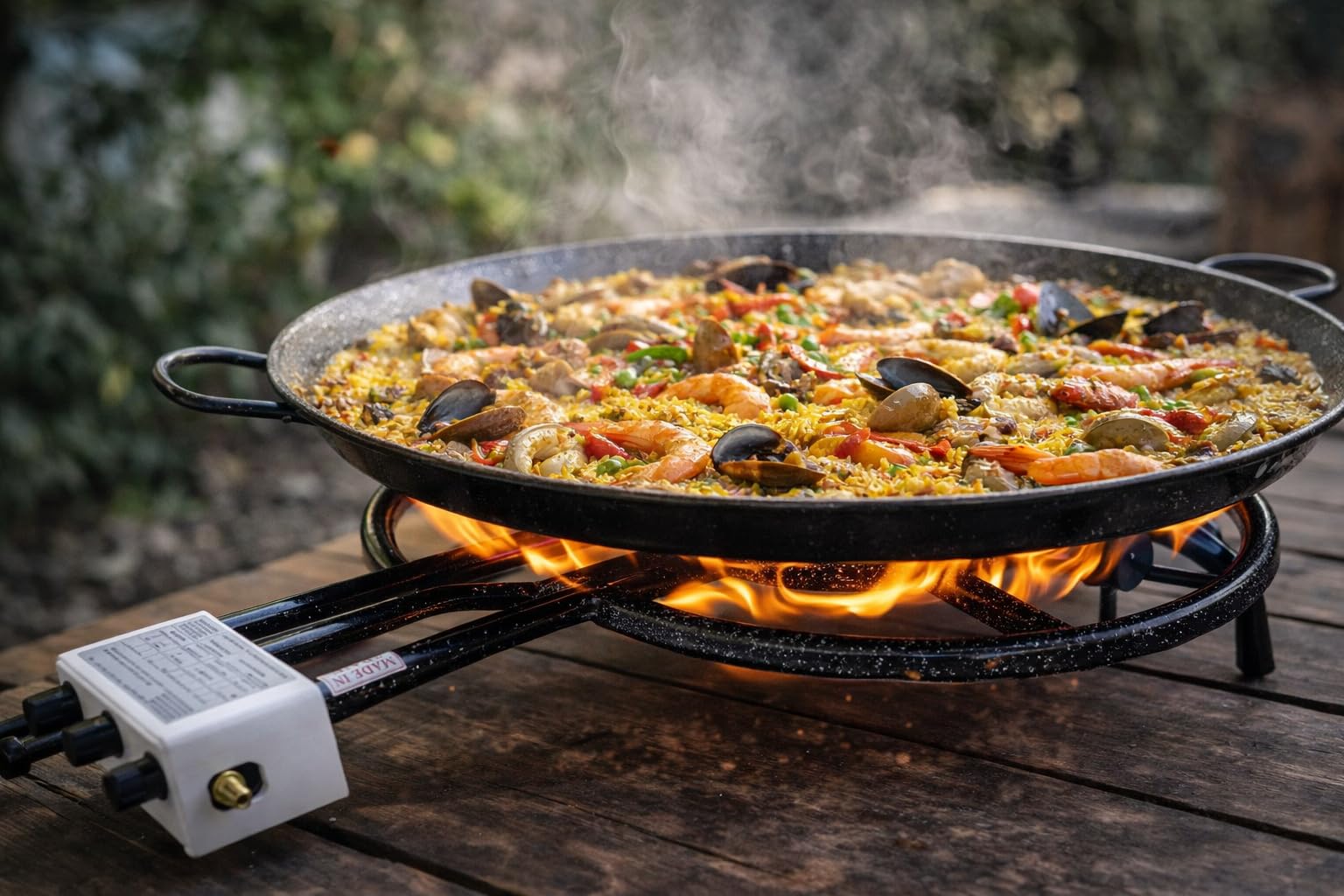 FERRETERIA LEPANTO Quemador paellero gas butano, quemador paellero esmaltado, hornillo paellas, exterior, jardín, camping, acampada (60)