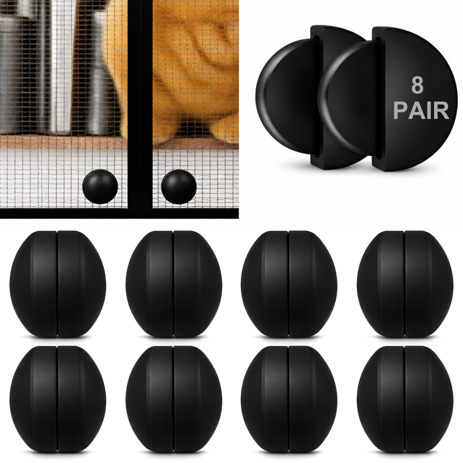 16 Pcs Magnetic Screen Door Weights, Silicone Wrapped Magnets,Black