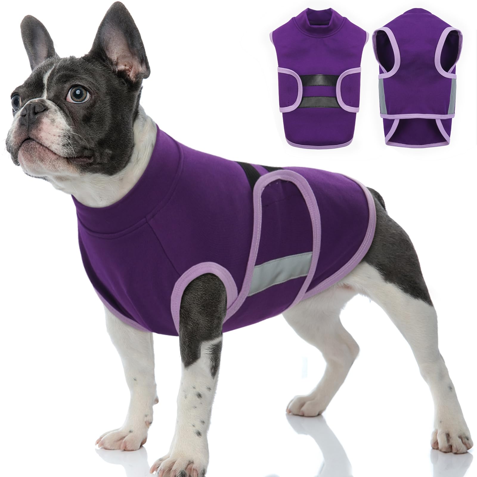 Katzinst Anxiety Wrap for Dogs, Lightweight & Reflective Dog Anxiety Vest, Pet Calming Wrap for Vet Visit, Car Ride, Fireworks, Stress Relief for Noise, Calming Jacket for Large Dogs, Purple (XL)