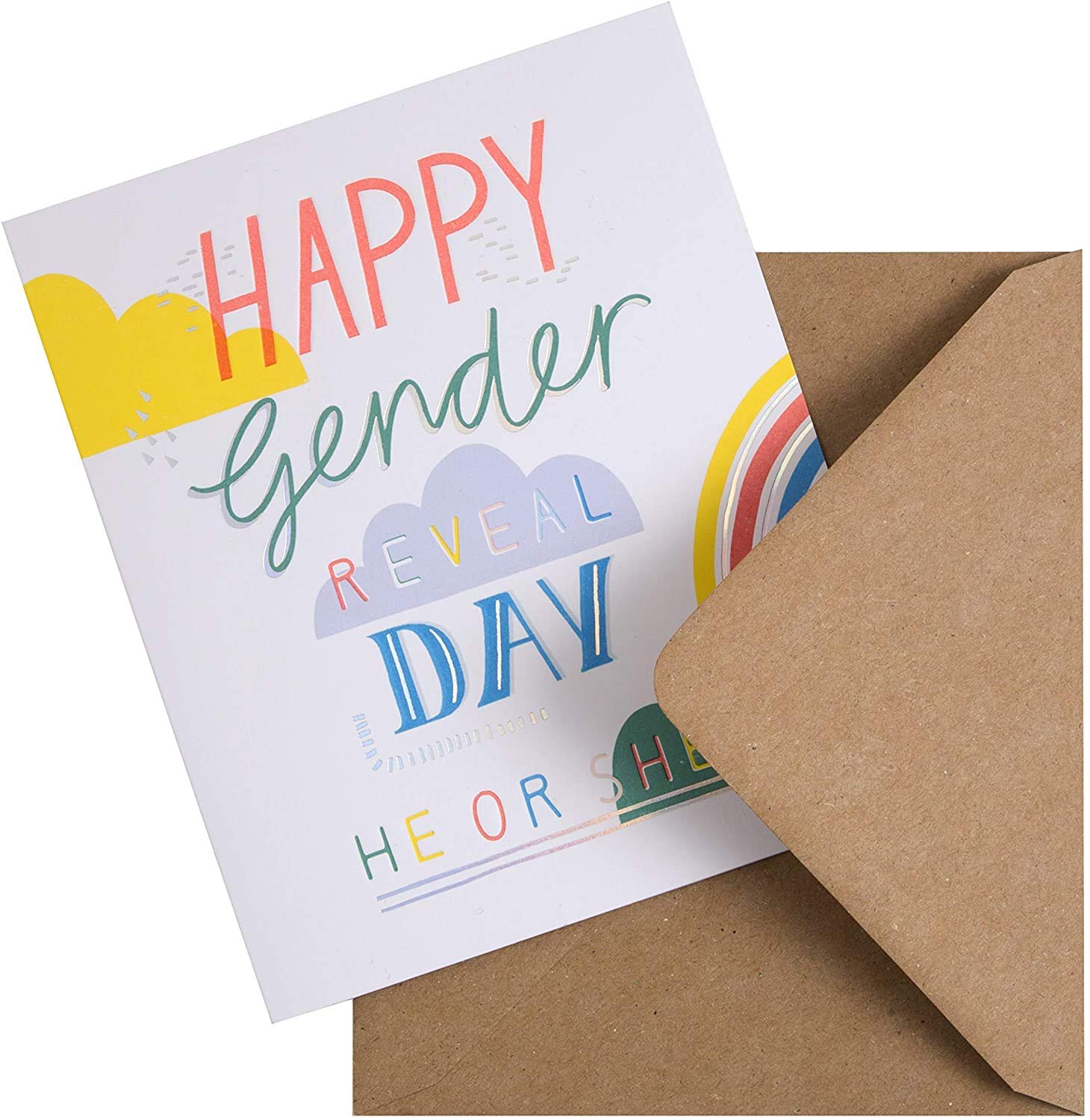 Biglietto Colorato Per Gender Reveal: Old English Co. Con Messaggio Happy Gender Reveal Day - 6
