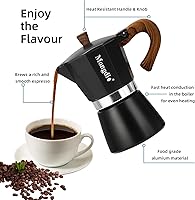 Vista 2 de Mongdio Cafetera de Espresso para Estufa Moka Pot, Cafetera de Café Cubano Cafetera de estufa Moka Espresso Italiano Greca Cafetera Percoladora, 6