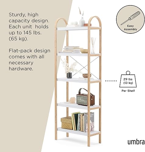 Miniatura 5 de Umbra Bellwood - Estantería independiente de 5 niveles, color blanco y natural