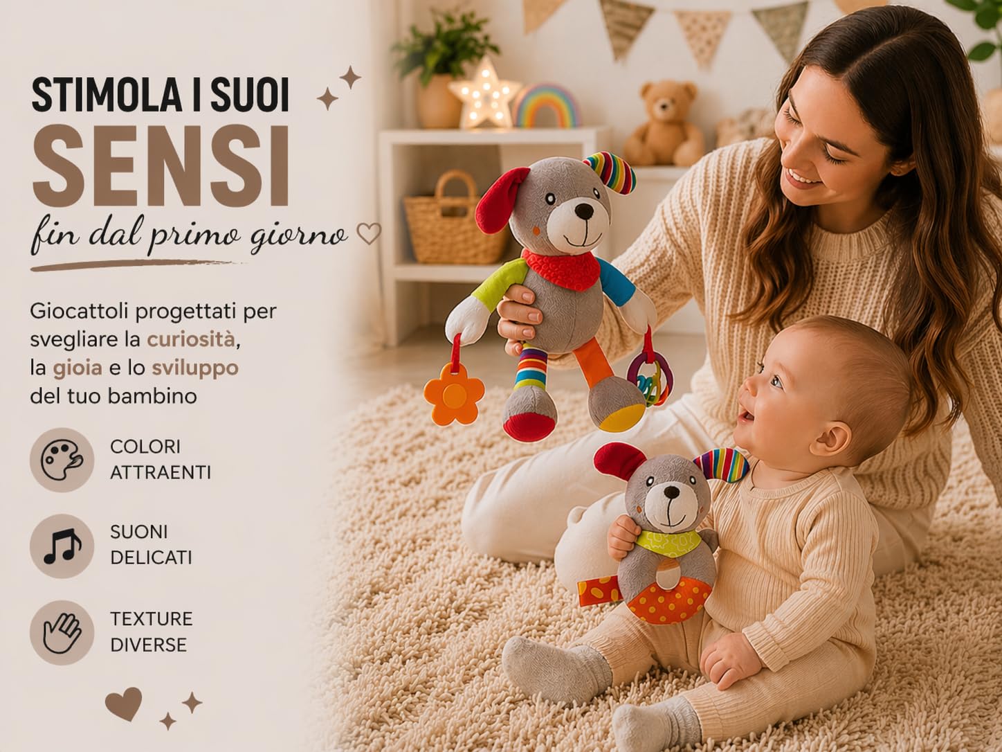 Regalo Neonato Maschio Femmina - Regalo Nascita Bimbo Bimba - Set Nascita 8 Pezzi con Valigetta, Copertina in Cotone, Peluche e Sonaglio - Cofanetto Regalo