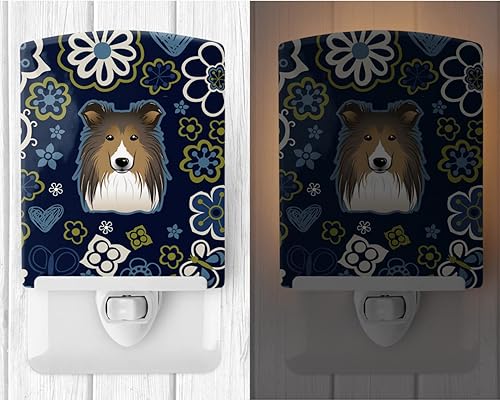 Miniatura 2 de Caroline's Treasures BB5093CNL - Luz nocturna de cerámica con diseño de flores azules, compacta, con certificación UL, ideal para dormitorio, baño,